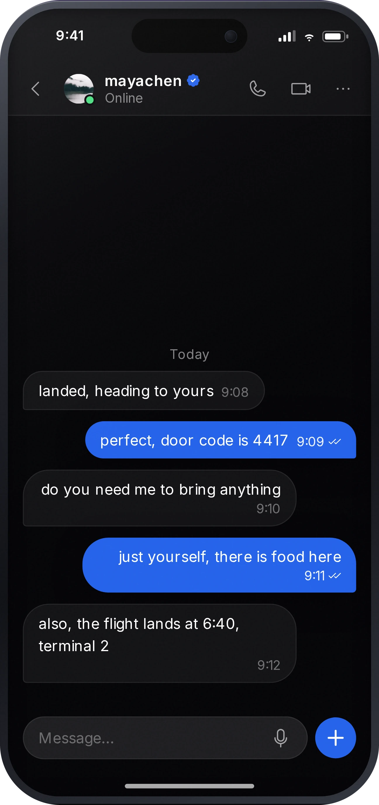 A Surf Messenger chat thread on a phone